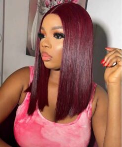 12" Donor Bone Straight Wig (burgundy) 2x6 Closure