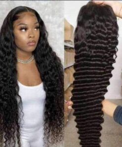 30" Human Hair Blend Deep Wave full frontal Wig