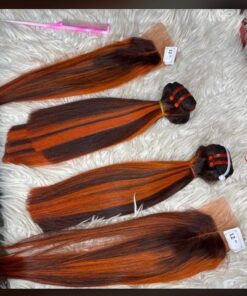 10" Gucci Bone Straight (orange highlight) 2X6 closure