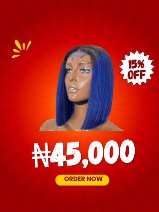 10″ Gucci Bone Straight (blue) 2×6 closure