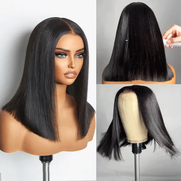 Double Drawn Glueless 2x6 Closure Lace Bob – 100% Human Hair Wig